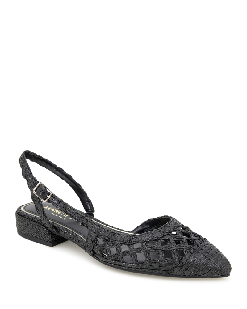 Kenneth Cole Womens Cayla Crochet Pointed Toe Slingback Flats