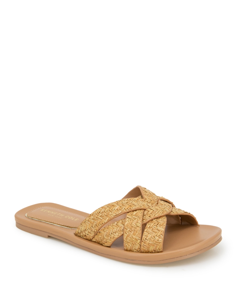 Kenneth Cole Womens Jula Woven Raffia Slide Sandals