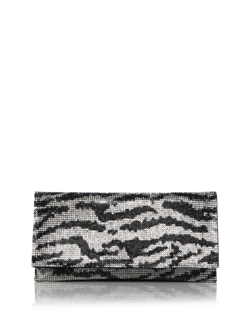 Aqua Animal Print Crystal Envelope Clutch - Exclusive