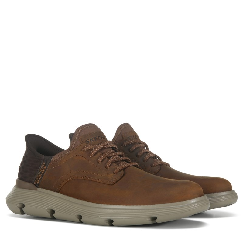 Skechers Men's Slip-Ins Gervin Leather Sneakers (Brown) - Size 10.0 M