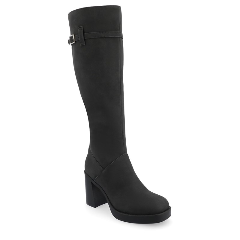 Journee Collection Women's Letice Block Heel Tall Boots (Black) - Size 10.0 M