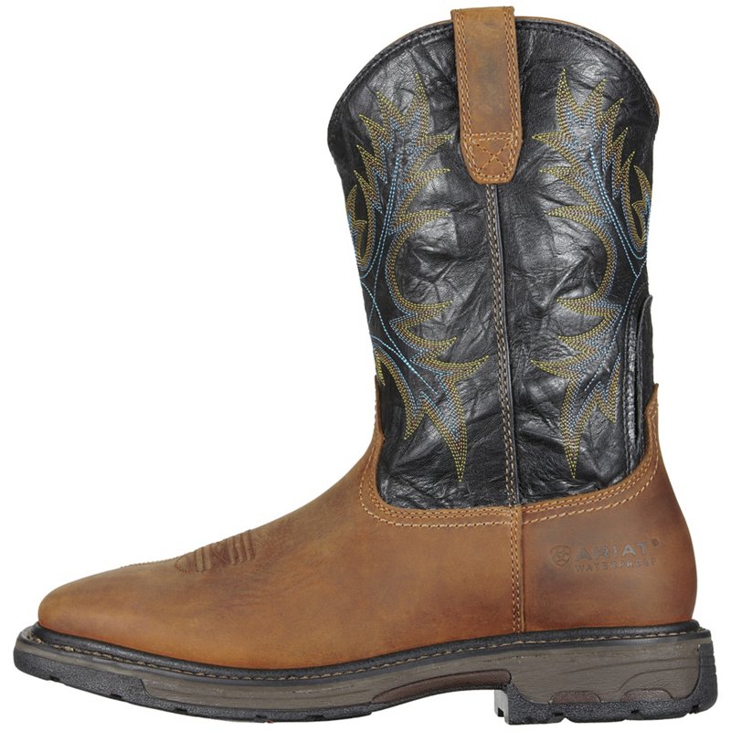 Ariat Mens WorkHog H2O Steel Toe Boots Brown/Black, 8 - Wellington Steel Toe Work Boots at Academy Sports