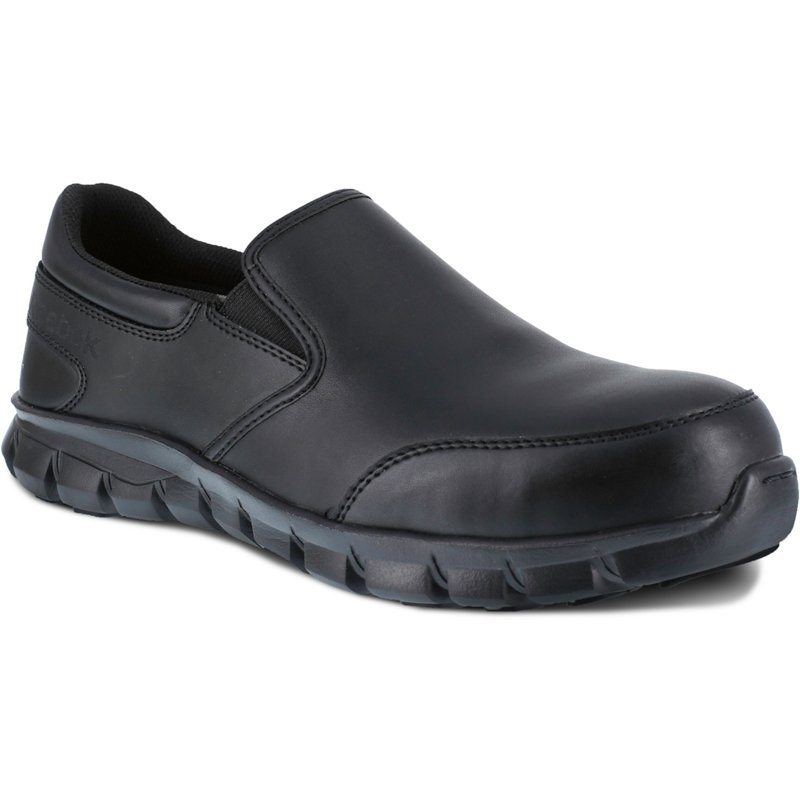 Reebok Mens Sublite Cushion Oxford Slip-On Composite Toe Work Shoes Black, 10 - Lace St Work Boots at Academy Sports