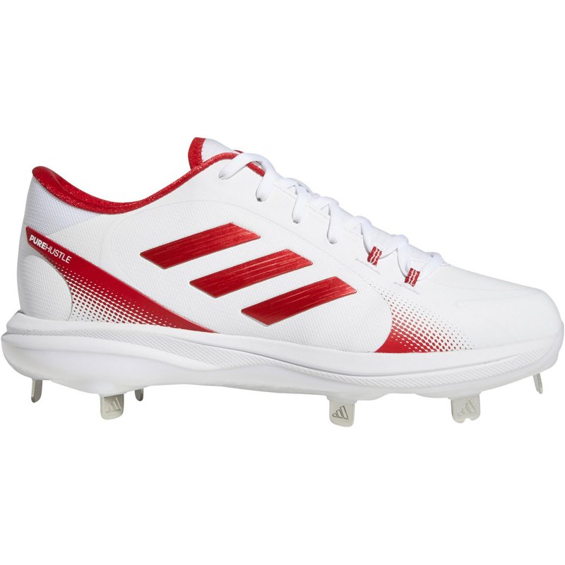 adidas Womens PureHustle 2 Softball Cleats White/Red, 6.5 - Womens Softball at Academy Sports
