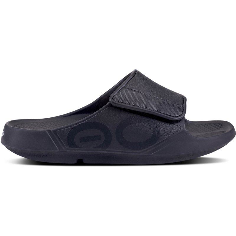 OOFOS Adults OOahh Flex Recovery Sport Slides Black, 07 / 09 - Soccer Slides at Academy Sports