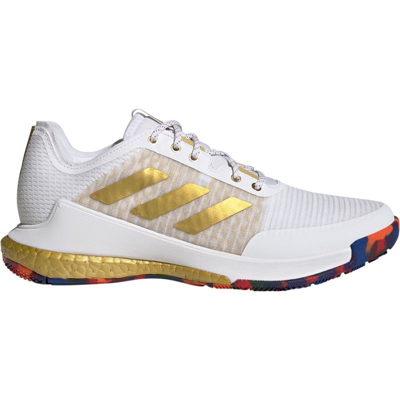 adidas Womens CrazyFlight Volleyball Lightweight Shoes White/Gold, 7.5 - Womens Volleyball at Academy Sports