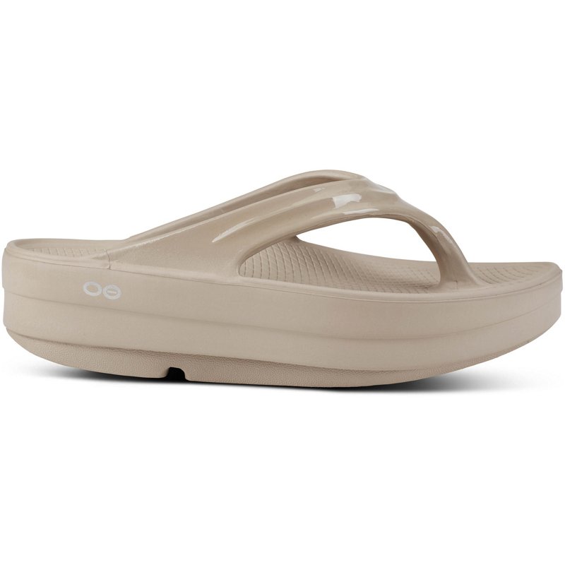 OOFOS Womens Omega Sandals Beige/Khaki, 10 - Boxed Summer Seasonal at Academy Sports