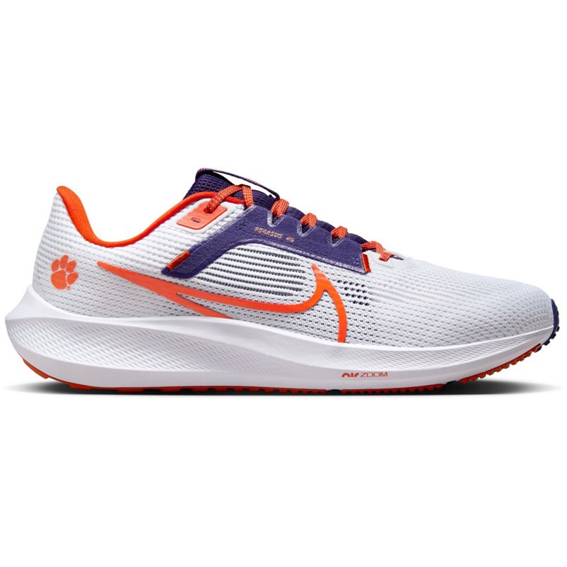 Nike Mens Clemson University Air Zoom Pegasus 40 Running Shoes Orange/Purple, 10 / 11.5 - Mens Running at Academy Sports