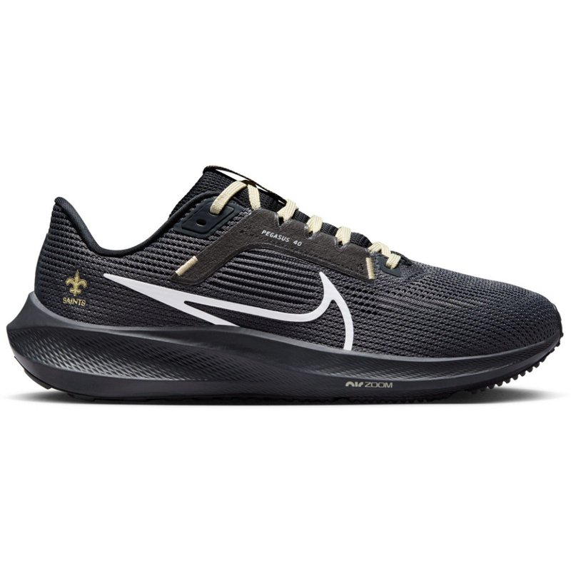 Nike Mens New Orleans Saints Air Zoom Pegasus 40 Running Shoe Gold/Black, 11.5 / 13 - Mens Running at Academy Sports