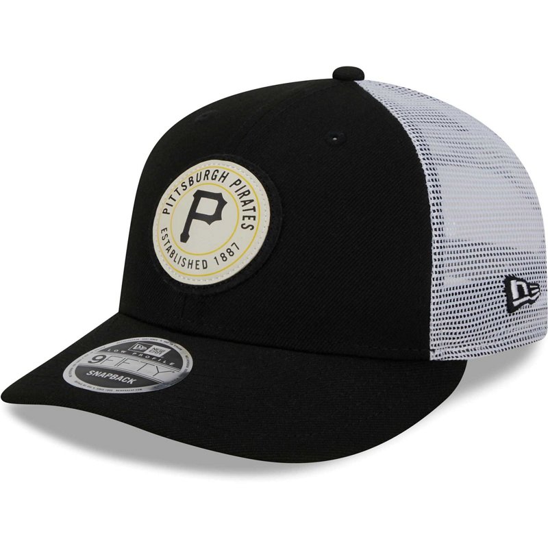 New Era Pittsburgh Pirates Circle Trucker Low Profile 9FIFTY Snapback Hat Black - MLB Caps at Academy Sports