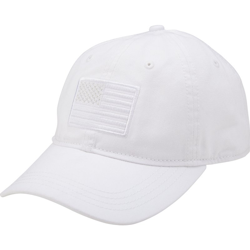 Academy Sports + Outdoors Mens Tonal American Flag Solid Twill Hat White - Mens Hunting/Fishing Headwear