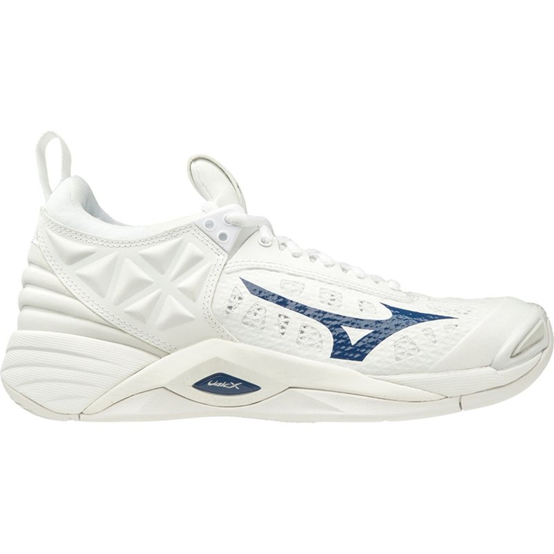 Mizuno Womens Wave Momentum Volleyball Shoes White/Dark Blue, 12 - Womens Volleyball at Academy Sports