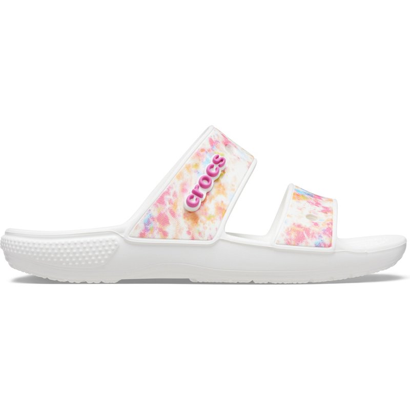 Crocs Adults Classic White Speckle Tie Dye 2-Strap Sandals, 08 / 10 - Boxed Summer Seasonal at Academy Sports