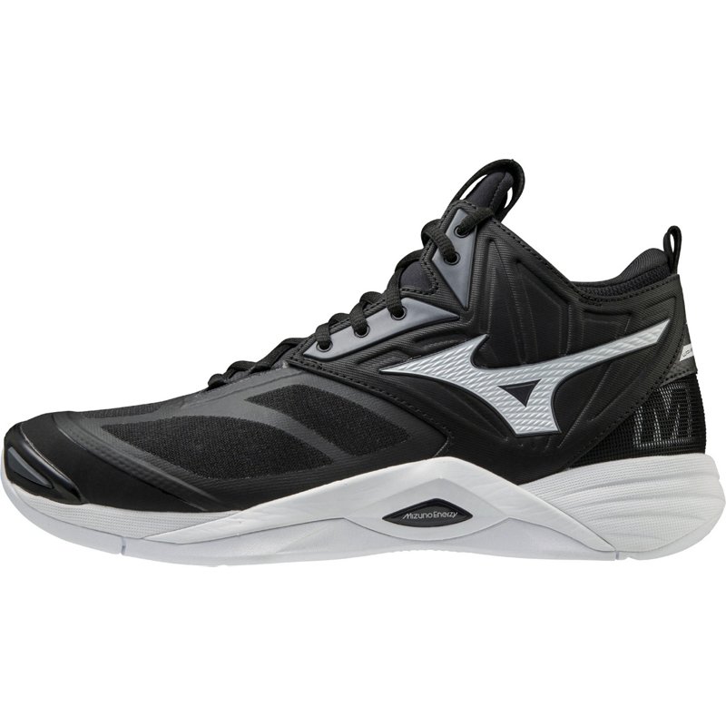 Mizuno Unisex Wave Momentum 2 Mid Court Shoes White/Black, 16 - Womens Volleyball at Academy Sports