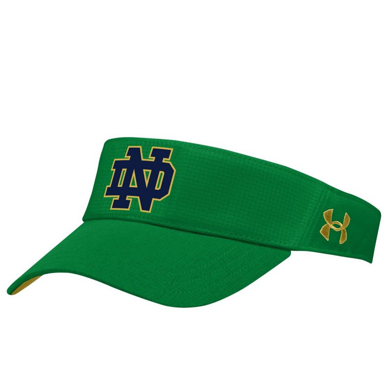 Under Armour Notre Dame Fighting Irish Logo Performance Adjustable Visor Green, Small/Medium - NCAA Mens Caps at Academy Sports